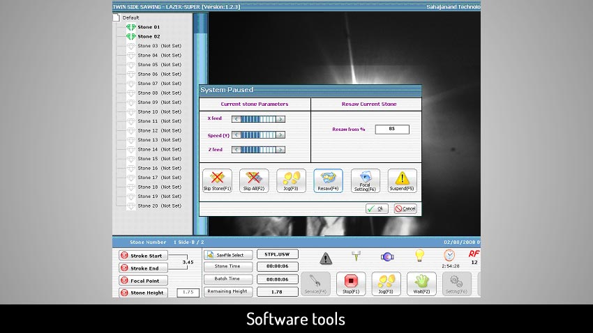 this is green laser diamond cutting machine, Super Green software tools view